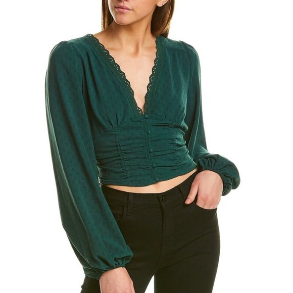 DESTINAIRE Tops - DESTINAIRE | NWT Green Ruched Front Blouse